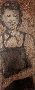 Steel Worker 5 oil portrait painting on rusted steel by Jane Howard
